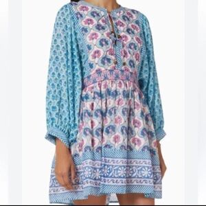 Oliphant Iris Blue Floral Tie-Front Balloon Mini